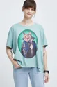 tyrkysová Bavlnené tričko dámske z kolekcie Psoty
