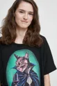 T-shirt bawełniany damski z kolekcji Psoty czarny Damski