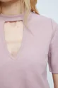 T-shirt damski prążkowany kolor różowy Damski