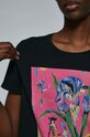 T-shirt bawełniany damski z nadrukiem z domieszką elastanu by Olaf Hajek kolor czarny RW22.TSD956