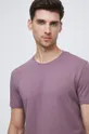 fioletowy T-shirt bawełniany męski gładki z domieszką elastanu fioletowy