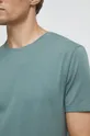T-shirt bawełniany gładki z domieszką elastanu zielony Męski