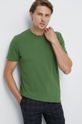 zielony T-shirt bawełniany gładki zielony Męski