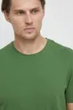 zielony T-shirt bawełniany gładki z domieszką elastanu zielony