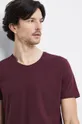 bordowy T-shirt bawełniany męski gładki z domieszką elastanu kolor bordowy