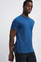 turkusowy T-shirt bawełniany męski gładki kolor niebieski