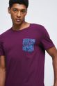 fioletowy T-shirt bawełniany męski z nadrukiem fioletowy Męski