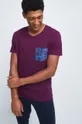 fioletowy T-shirt bawełniany męski z nadrukiem fioletowy