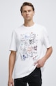 T-shirt bawełniany z nadrukiem biały biały RW22.TSM400