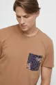 brązowy T-shirt męski z nadrukiem brązowy