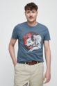 T-shirt bawełniany z kolekcji Psoty niebieski stalowy niebieski