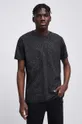 czarny T-shirt bawełniany męski wzorzysty kolor czarny