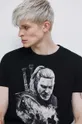 T-shirt bawełniany męski z kolekcji The Witcher x Medicine kolor czarny Męski