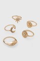 Pierścionki damskie z ozdobnymi elementami (5-pack) kolor złoty RW23.AKD404 złoty RW23