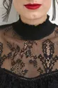 Bluzka damska z koronkowymi wstawkami kolor czarny Damski