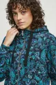 turkusowy Bluza bawełniana damska w kwiaty kolor