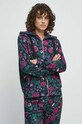 Bluza bawełniana damska w kwiaty kolor czarny czarny RW23.BLD040