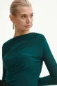 tyrkysová Tričko s dlhým rukávom dámske hladké zelená farba
