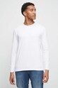 Longsleeve bawełniany męski gładki z domieszką elastanu kolor biały RW23.BUM030 biały RW23
