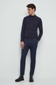 Longsleeve bawełniany męski gładki z domieszką elastanu kolor granatowy RW23.BUM060 granatowy RW23