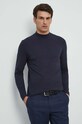 Longsleeve bawełniany męski gładki z domieszką elastanu kolor granatowy granatowy RW23.BUM060