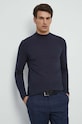 Longsleeve bawełniany męski gładki z domieszką elastanu kolor granatowy granatowy RW23.BUM060