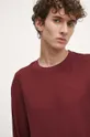 burgundské Bavlnené tričko s dlhým rukávom pánske s textúrou bordová farba