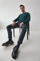 Longsleeve bawełniany męski z fakturą kolor zielony zielony RW23.BUMB01
