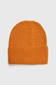 Czapka damska beanie prążkowana z wiskozą kolor pomarańczowy średniej grubości pomarańczowy RW23.CAD050