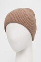 Akcesoria Czapka damska beanie prążkowana kolor beżowy RW23.CAD051 beżowy
