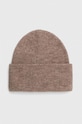 Czapka beanie z domieszką wełny kolor beżowy średniej grubości beżowy RW23.CAD070