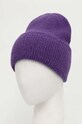 Čiapka s prímesou vlny dámska beanie fialová farba fialová RW23.CAD080
