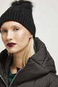 Czapka damska beanie z pomponem kolor czarny pozostałe czarny RW23.CAD800