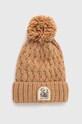 Czapka damska beanie z pomponem kolor beżowy gruba beżowy RW23.CAD806