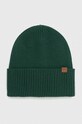Czapka męska beanie prążkowana z wiskozą kolor zielony średniej grubości zielony RW23.CAM051