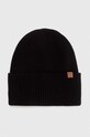 Czapka męska beanie prążkowana z wiskozą kolor czarny średniej grubości czarny RW23.CAM051