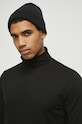 Czapka męska beanie prążkowana kolor czarny średniej grubości czarny RW23.CAM053