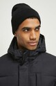 Czapka męska gładka beanie z wiskozą kolor czarny średniej grubości czarny RW23.CAM070