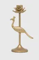 złoty Świecznik dekoracyjny z ozdobną figurką kolor złoty Unisex