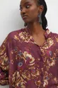 fioletowy Koszula z domieszką jedwabiu damska wzorzysta kolor fioletowy