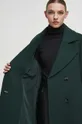 Vlněný kabát dámský zelená barva