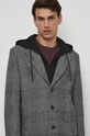 Płaszcz z domieszką wełny męski z kapturem kolor multicolor multicolor RW23.KPM502