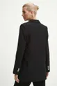 Ľanové sako dámske dvojradové čierna farba <p>Hlavný materiál: 100 % Ľan Doplnkový materiál: 100 % Polyester</p>