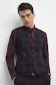 Kamizelka męska w kratę kolor bordowy bordowy RW23.KZMA12