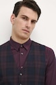 Kamizelka męska w kratę kolor bordowy RW23.KZMA12 bordowy