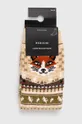 béžová Bavlnené ponožky dámske so zvieracím motívom béžová farba Dámsky