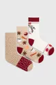 multicolor Skarpetki bawełniane damskie świąteczne (3-pack) kolor multicolor Damski