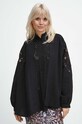 Oblečení Bavlněné kimono dámské s aplikací černá barva RW23.NDD870 černá