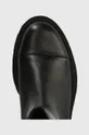 čierna Kožené členkové topánky dámske hladké čierna farba