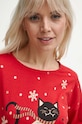 Piżama bawełniana damska z motywem świątecznym kolor multicolor RW23.PJD907